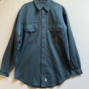 L.L. Bean Mens Cotton Utility Shirt Jacket Overshirt Teal Blue Sz M